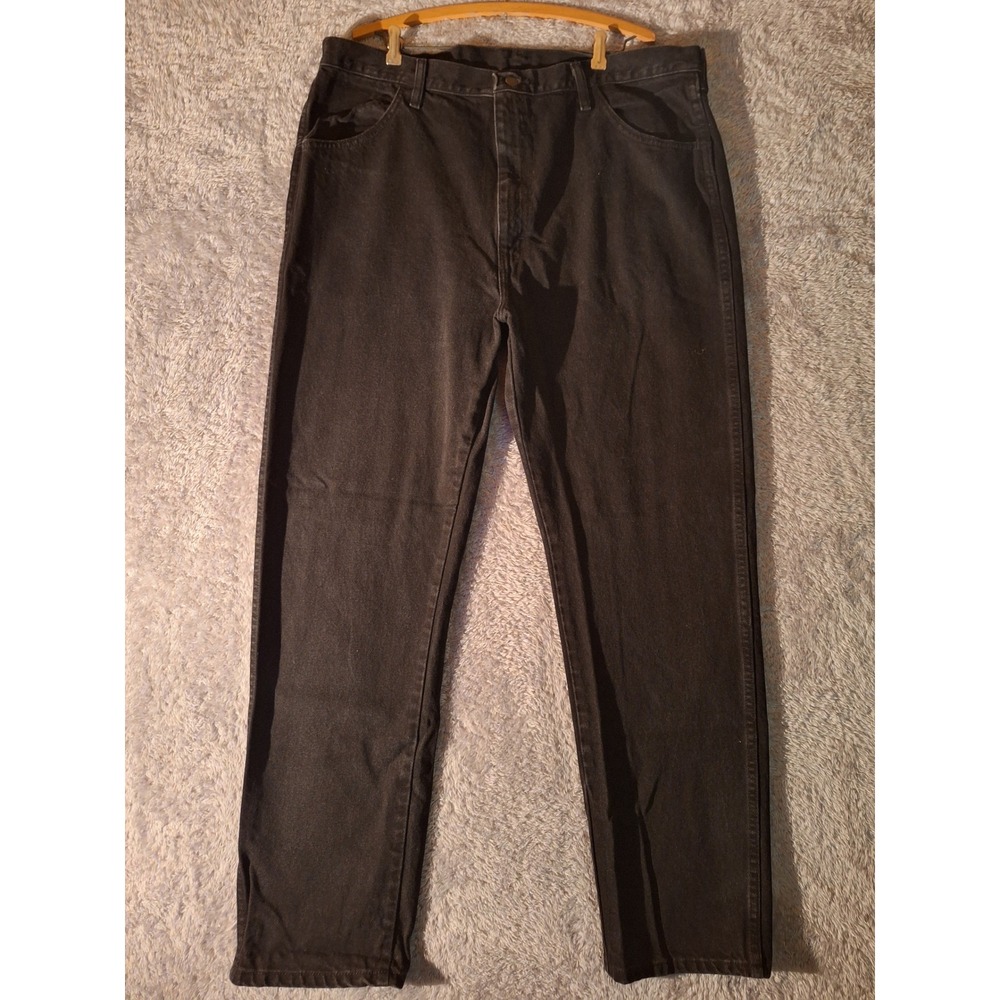 Rustler Jeans Mens 40x32 Black Denim Straight Leg Cotton Casual Pants, 87618CB